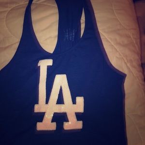 Pink (Victoria Secret) LA Dodger cropped tank